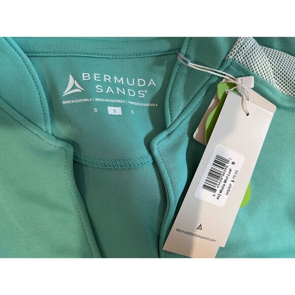Bermuda Sands womens Polo Shirt Top size Small Mint Green V Neck Knit $75 - Picture 7 of 8